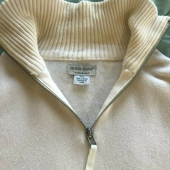 Guess Jens - Long Sleeve white Pullover Sweater shirt with zipper - Men - Medium - Picture 5 of 6